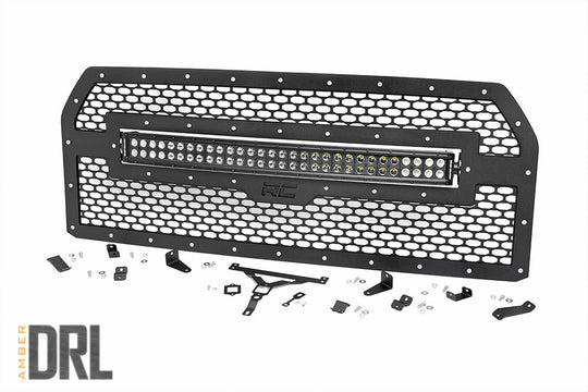 70193BDA Mesh Grille - 30" Dual Row LED - Black - Amber DRL - Ford F-150 (15-17) Rough Country Canada