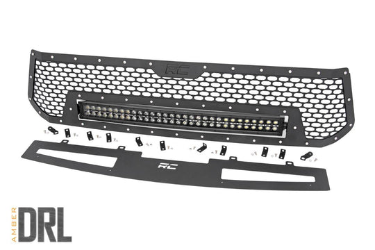 70224 Mesh Grille - 30" Dual Row LED - Black - Amber DRL - Toyota Tundra (14-17) Rough Country Canada