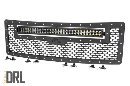 70231 Mesh Grille - 30" Dual Row LED - Black - Amber DRL - Ford F-150 (09-14) Rough Country Canada
