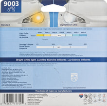 Load image into Gallery viewer, 9003CVB2 Philips CrystalVision ultra Headlight 9003 - CrystalVision Ultra - Twin Blister Pack Philips Bulbs