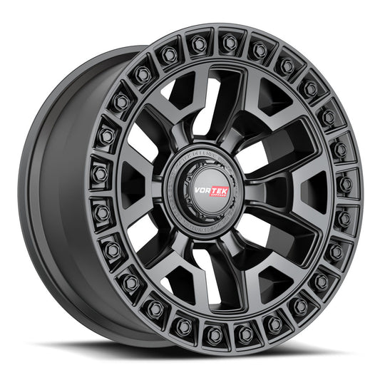 70422105X6XBL-18MB - Vortek VRD-704 22X10 Blank -18mm Matte Black - Vortek Wheels Canada