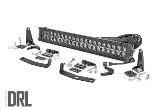 70645DRLA LED Light - Bumper Mount - 20" Black Dual Row - Amber DRL - Nissan Titan XD (16-21) Rough Country Canada