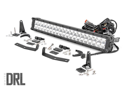 70646DRL LED Light - Bumper Mount - 20" Chrome Dual Row - White DRL - Nissan Titan XD (16-21) Rough Country Canada