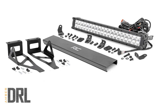 70664DRLA LED Light - Bumper Mount - 20" Chrome Dual Row - Amber DRL - Ford Super Duty (05-07) Rough Country Canada