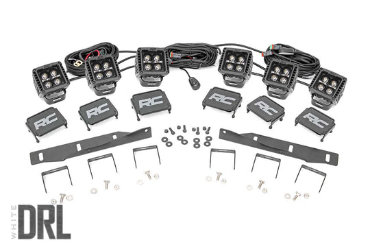 70700DRL LED Light - Fog Mount - Triple 2" Black Pair - White DRL - Ford Raptor (17-20) Rough Country Canada