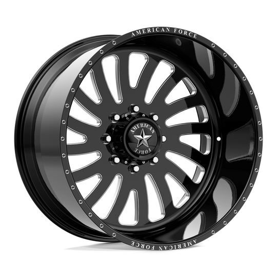 AFTJ74F25-5-21 - American Force AFW Octane 22X12 8X170 -40mm Gloss Black Mill-Mach - American Force Wheels Canada