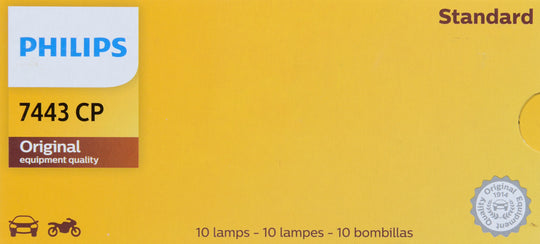 7443CP Philips Standard Miniature 7443 - Standard - Multiple Commercial 10-Pack Philips Bulbs