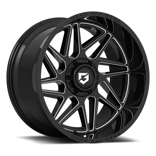 761BM-7905100 - Gear Off-Road 761BM Ratio 17X9 5X139.7 / 5X135 0mm Gloss Black Milled - Gear Off-Road Wheels Canada