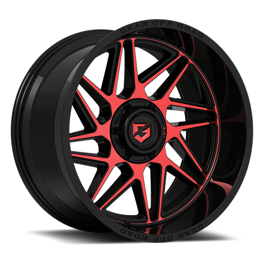 761MBR-2100819 - Gear Off-Road 761MBR Ratio 20X10 5X135 / 5X127 -19mm Red Tint Machined - Gear Off-Road Wheels Canada