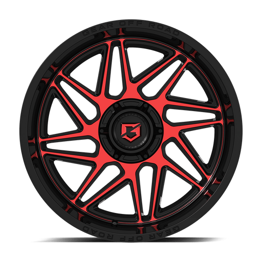 761MBR-2120844 - Gear Off-Road 761MBR Ratio 20X12 5X135 / 5X127 -44mm Red Tint Machined - Gear Off-Road Wheels Canada