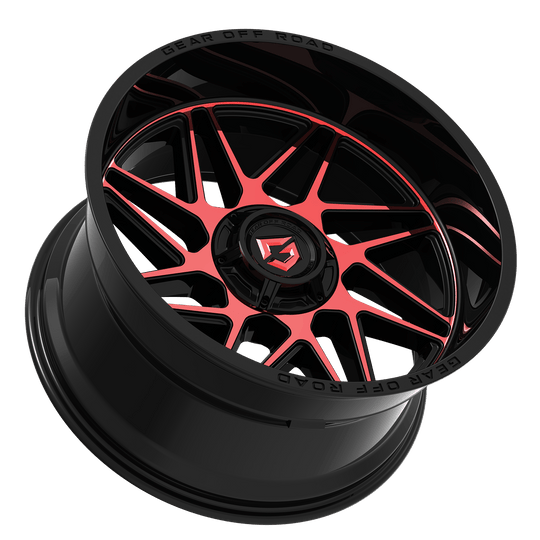 761MBR-2120844 - Gear Off-Road 761MBR Ratio 20X12 5X135 / 5X127 -44mm Red Tint Machined - Gear Off-Road Wheels Canada