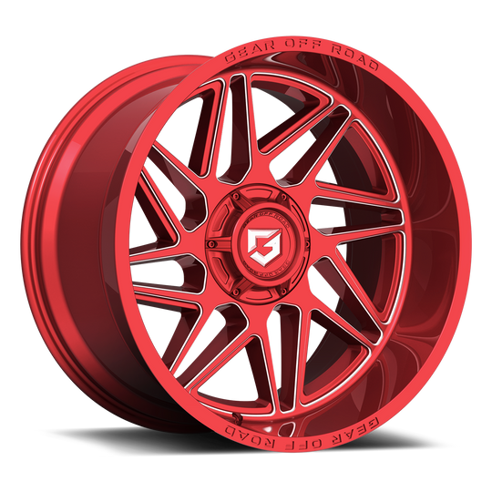 761RM-2226844 - Gear Off-Road 761RM Ratio 22X12 6X135 / 6X139.7 -44mm Milled Red - Gear Off-Road Wheels Canada
