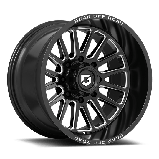 764BM-2096818 - Gear Off-Road 764BM Leverage 20X9 6X139.7 / 6X135 18mm Gloss Black Milled - Gear Off-Road Wheels Canada