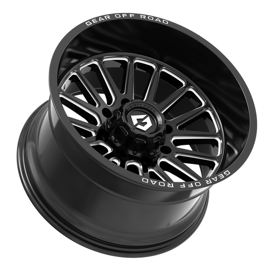 764BM-2100819 - Gear Off-Road 764BM Leverage 20X10 5X127 / 5X135 -19mm Gloss Black Milled - Gear Off-Road Wheels Canada