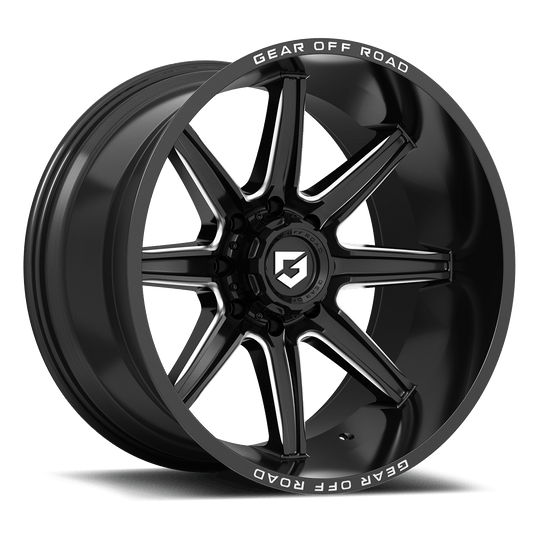 765BM-2100819 - Gear Off-Road 765BM Ridge 20X10 5X127 / 5X135 -19mm Gloss Black Milled - Gear Off-Road Wheels Canada