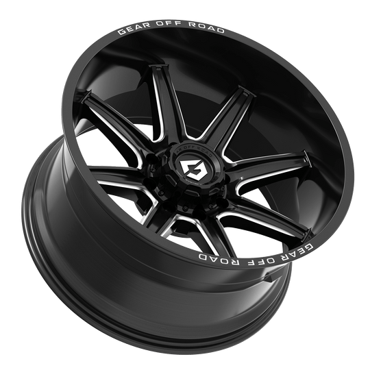 765BM-2090900 - Gear Off-Road 765BM Ridge 20X9 5X139.7 / 5X127 0mm Gloss Black Milled - Gear Off-Road Wheels Canada