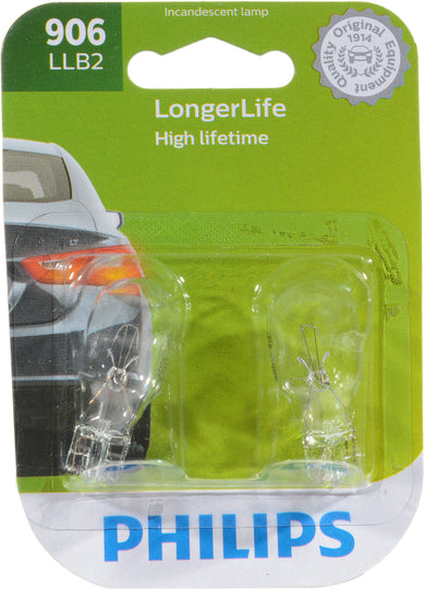 906LLB2 Philips LongerLife Miniature 906LL - LongerLife - Twin Blister Pack Philips Bulbs
