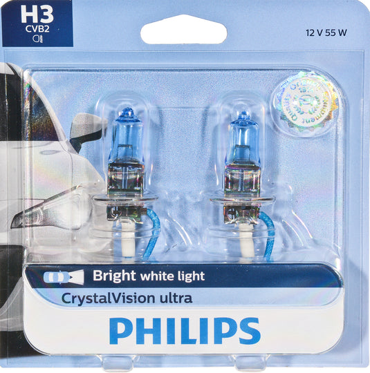 H3CVB2 Philips CrystalVision ultra Headlight H3 - CrystalVision Ultra - Twin Blister Pack Philips Bulbs