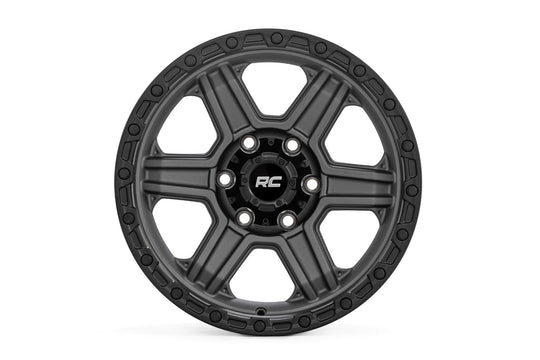 79170912G - Rough Country 79 Series 17X8.5 6X139.7 0mm Gunmetal Grey with Black Ring - Rough Country Wheels Canada