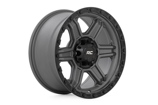 79170912G - Rough Country 79 Series 17X8.5 6X139.7 0mm Gunmetal Grey with Black Ring - Rough Country Wheels Canada