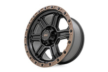 Charger l'image dans la galerie, 79170918 - Rough Country 79 Series 17X8.5 5X127 0mm Semi Gloss Black with Bronze Ring - Rough Country Wheels Canada