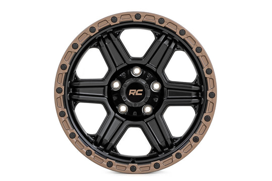 79180918 - Rough Country 79 Series 18X9 5X127 0mm Semi Gloss Black with Bronze Ring - Rough Country Wheels Canada