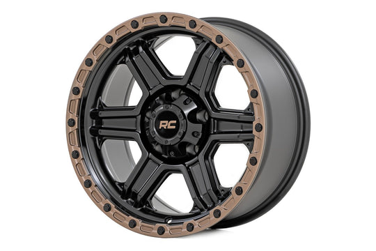 79181214 - Rough Country 79 Series 18X9 5X139.7 -12mm Semi Gloss Black with Bronze Ring - Rough Country Wheels Canada