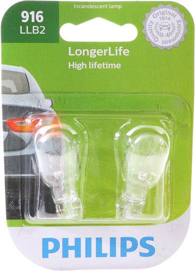 916LLB2 Philips LongerLife Miniature 916LL - LongerLife - Twin Blister Pack Philips Bulbs
