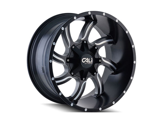 9102-22276M - Cali Off-Road Twisted 22X12 8X165.1 / 8X170 ET -44mm Satin Black Milled - Cali Off-Road Wheels Canada