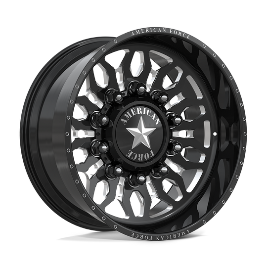 AFDEN24225-5-21 - American Force AFW Shrapnel 24X8.25 10X225 145mm Gloss Black Mill-Mach - American Force Wheels Canada