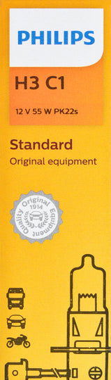 H3C1 Philips Standard Headlight H3 - Standard - Single Commercial Pack Philips Bulbs