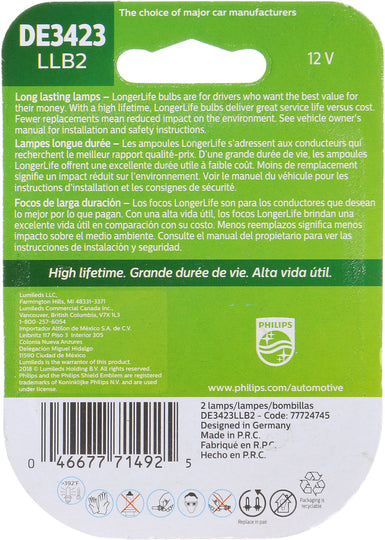 DE3423LLB2 Philips LongerLife Miniature DE3423LL - LongerLife - Twin Blister Pack Philips Bulbs