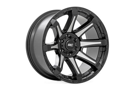 81200914M - Rough Country 81 Series 20X9 5X139.7 0mm Semi Gloss Black with Machined Spokes - Rough Country Wheels Canada