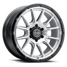 Load image into Gallery viewer, 8320908350SMGB - ICON Cajon 20X9 6X139.7 ET 0mm Silver Machined / Gloss Black Lip - ICON Wheels Canada