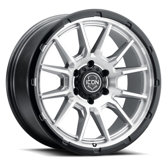 8320909056SMGB - ICON Cajon 20X9 6X139.7 ET 16mm Silver Machined / Gloss Black Lip - ICON Wheels Canada