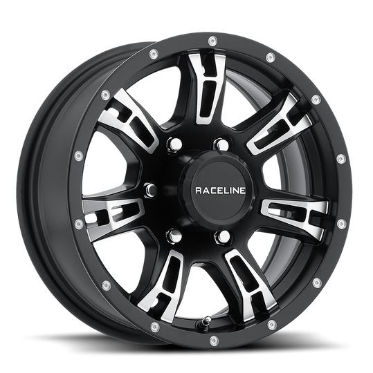 840-56060 - Raceline 840 ARSENAL 15X6 6X139.7 0mm Satin Black Machined Face - Raceline Wheels Canada