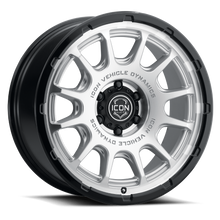 Charger l'image dans la galerie, 8420906356SMGB - ICON Rancho 20X9 6X135 ET 16mm Silver Machined / Gloss Black Lip - ICON Wheels Canada