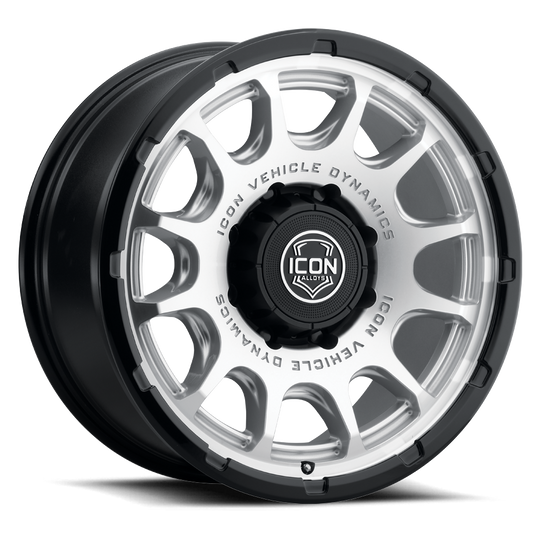 8420908055SMGB - ICON Rancho 20X9 8X165.1 ET 12mm Silver Machined / Gloss Black Lip - ICON Wheels Canada