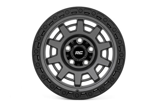 85170010A - Rough Country 85 Series 17X9 8X165.1 0mm Gunmetal Grey/Black - Rough Country Wheels Canada