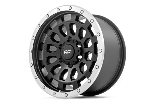 87170912B - Rough Country 85 Series 17X8.5 6X139.7 0mm Black/Machined - Rough Country Wheels Canada
