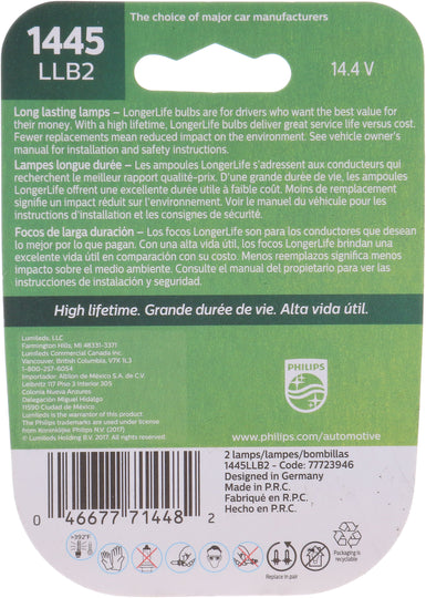 1445LLB2 Philips LongerLife Miniature 1445LL - LongerLife - Twin Blister Pack Philips Bulbs