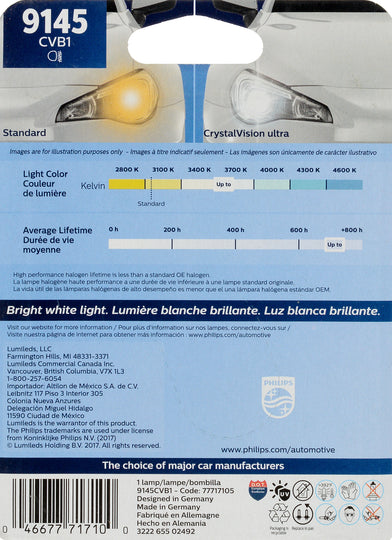 9145CVB1 Philips CrystalVision ultra Headlight 9145 - CrystalVision Ultra - Single Blister Pack Philips Bulbs