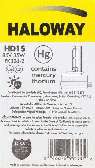 HD1S Haloway Xenon HID lamp D1S - Haloway Standard Xenon - Single Commercial Pack Philips Bulbs