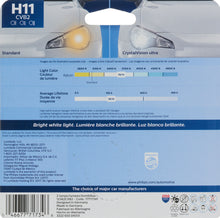 Load image into Gallery viewer, H11CVB2 Philips CrystalVision ultra Headlight H11 - CrystalVision Ultra - Twin Blister Pack Philips Bulbs