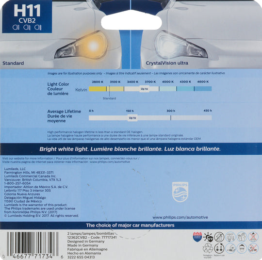 H11CVB2 Philips CrystalVision ultra Headlight H11 - CrystalVision Ultra - Twin Blister Pack Philips Bulbs