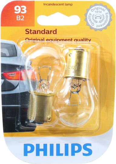 93B2 Philips Standard Miniature 93 - Standard - Twin Blister Pack Philips Bulbs