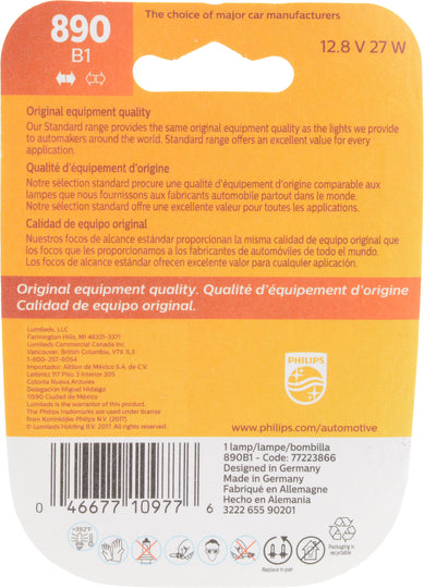 890B1 Philips Standard Fog Light 890 - Standard - Single Blister Pack Philips Bulbs