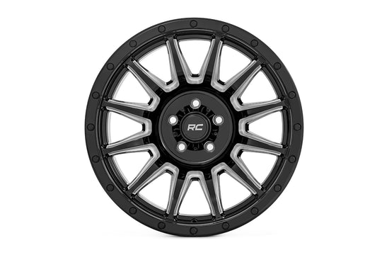 90201212M - Rough Country 90 Series 20X9 6X139.7 -12mm Gloss Black with Machined Spokes - Rough Country Wheels Canada
