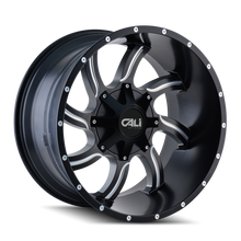 Charger l&#39;image dans la galerie, 9102-2252M - Cali Off-Road Twisted 20X12 5X127 -44mm Satin Black With Milled Spokes - Cali Off-Road Wheels Canada