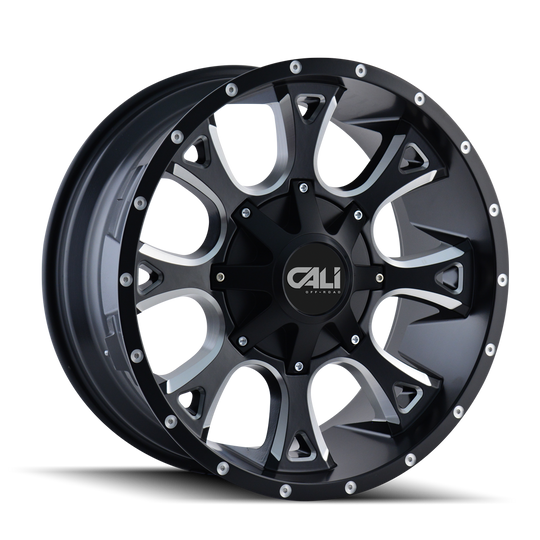 9103-22276M - Cali Off-Road Anarchy 22X12 8X165.1 -44mm Satin Black With Milled Spokes - Cali Off-Road Wheels Canada